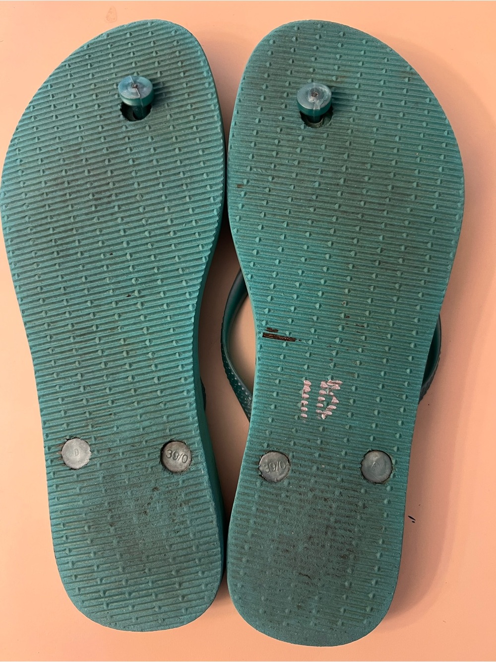Havaianas Slim Teal Flip Flop Sandals Sz 7/8 - Picture 3 of 3